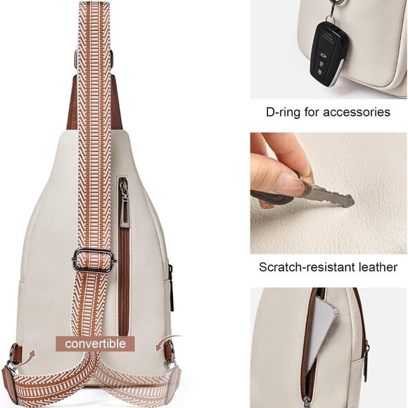 Womens Sling Bag Crossbody Bags for Women Vegan Leather Sling Backpack Daypack F - Picture 4 of 6